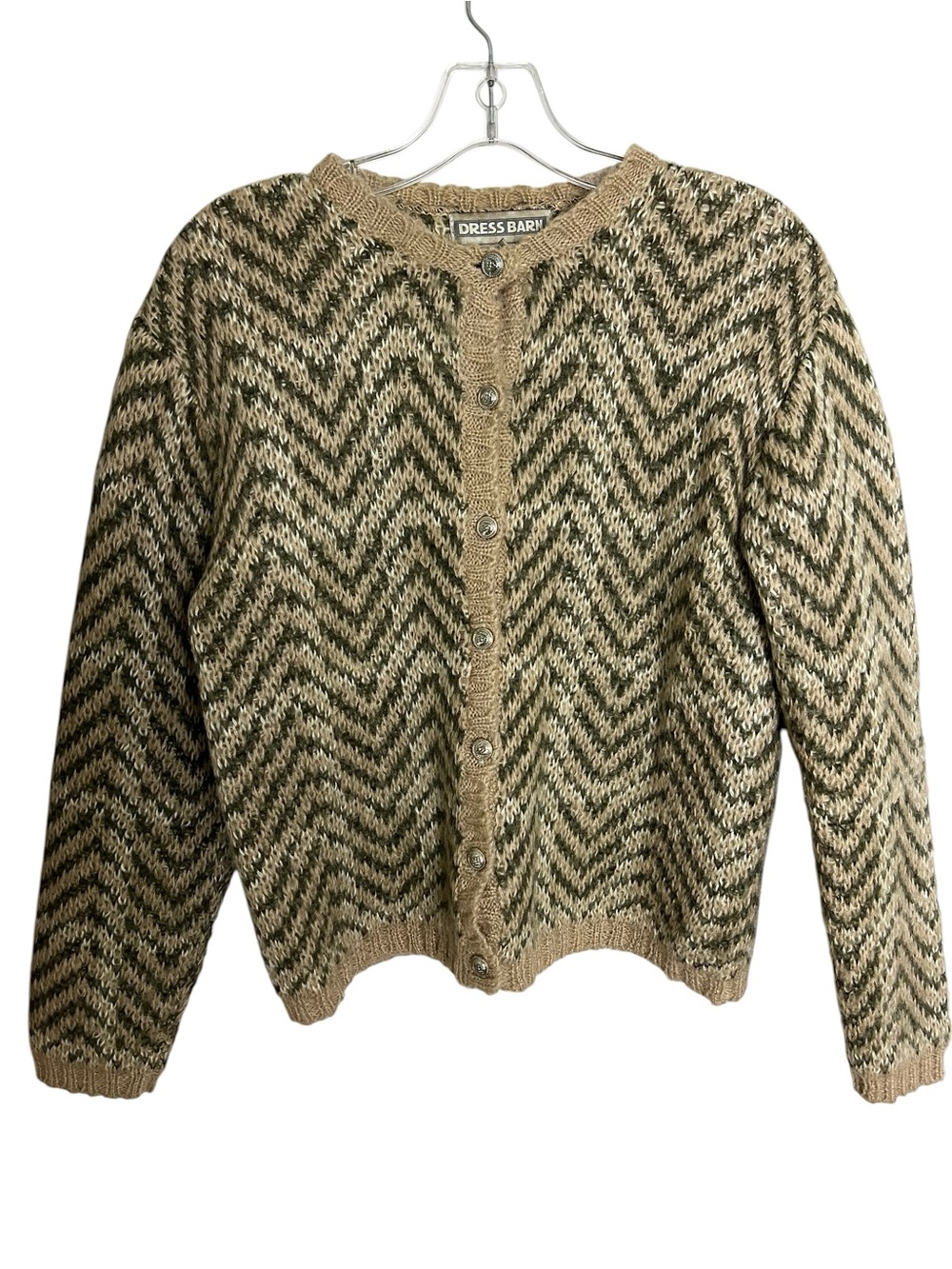 Vintage Mohair Wool Chevron Cardigan Sweater Grandpa Cottagecore Academia Medium